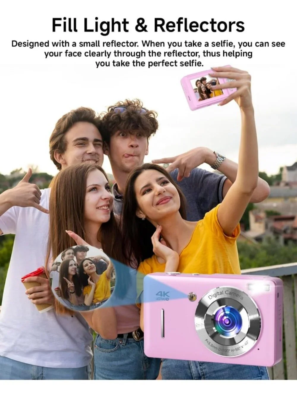 FHD 1080P 44MP Compact Digital Camera with 16X Zoom, Face Detection & Filters